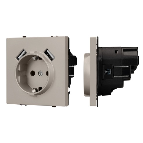 Механизм розетки с USB зарядкой SCT-NOBE-MUAA-SFPL-CA (230V, 16A) (Arlight, Кашемир)