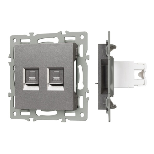 Механизм компьютерной розетки двойной SCT-MPC2-PL-GR (RJ-45, CAT6) (Arlight, -)