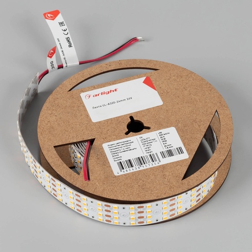 Лента UL-A320-24mm 24V White6000 (15 W/m, IP20, 3m) (Arlight, 7 лет)
