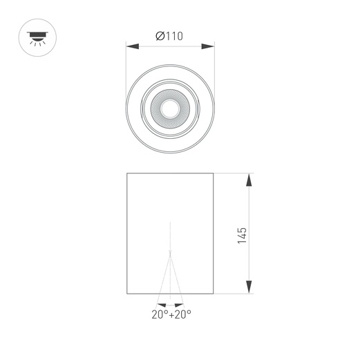Светильник SP-FOCUS-R110-18W Day4000 (WH, 50 deg, 230V) (Arlight, IP54 Металл, 5 лет)