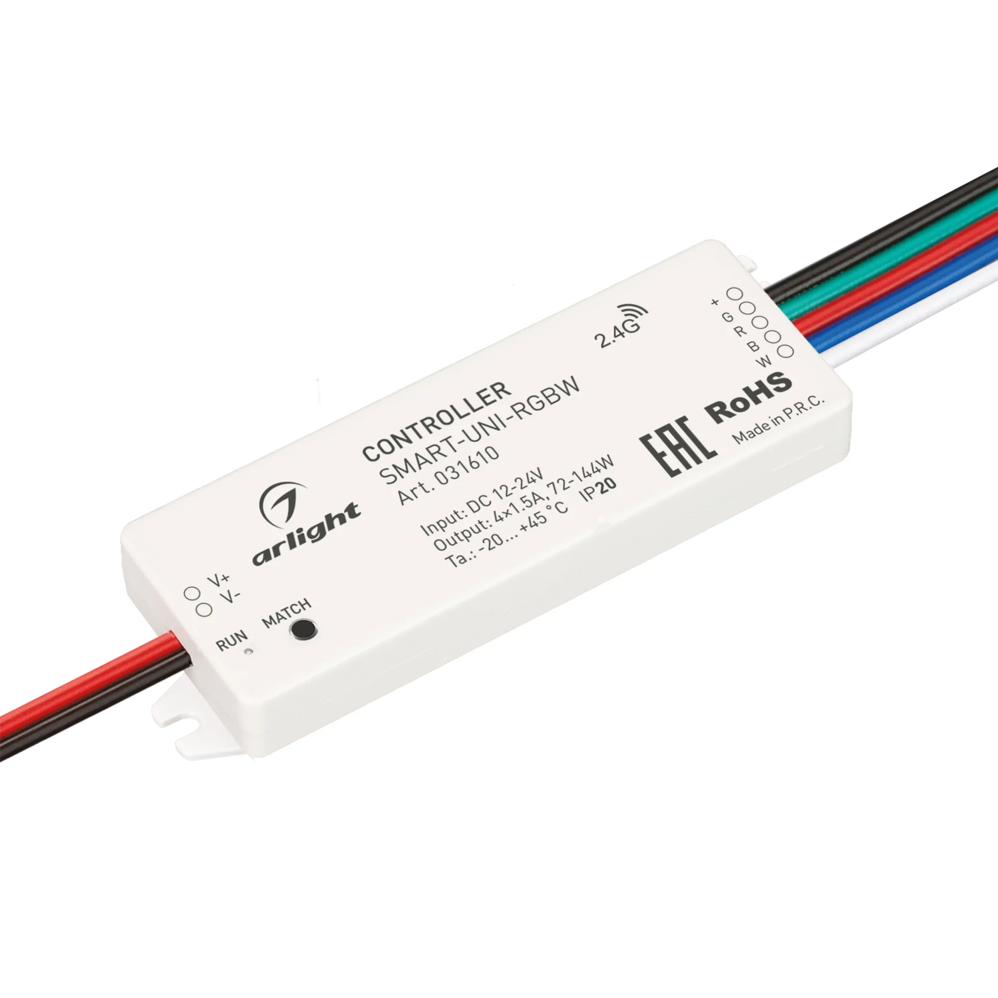 Контроллер SMART-UNI-RGBW (12-24V, 4x1.5A, 2.4G) (Arlight, IP20 Пластик, 5 лет) - изображение товара